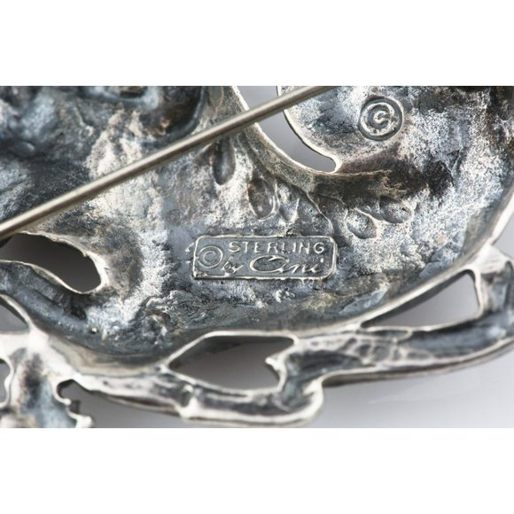 Sterling Silver Taurus Brooch by Guglielmo Cini Zodiac Bull Astrology Pin Back - Picture 4 of 4